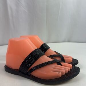Vintage Made In Italy Black Leather Women's Sandals